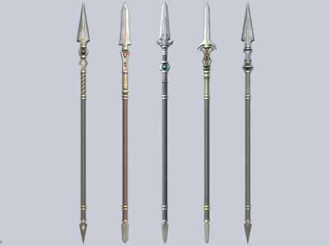 Fantasy spear collection 3D Model
