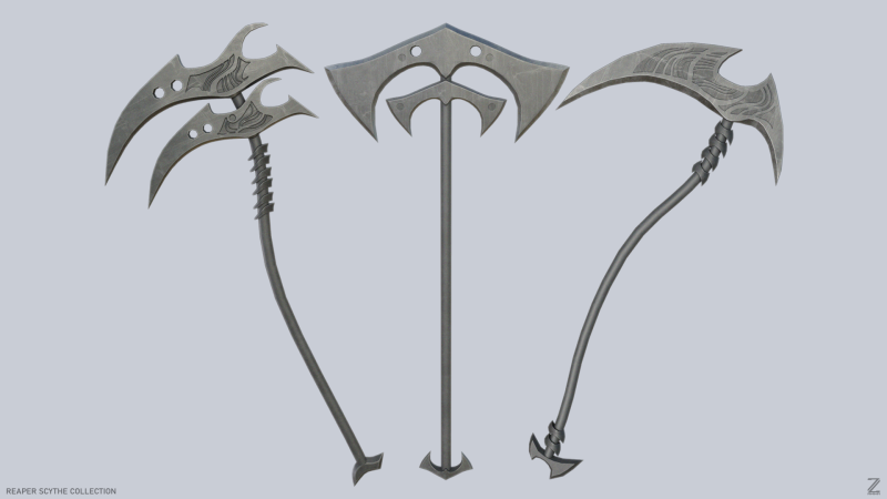 Reaper scythe collection 3D Model .c4d .max .obj .3ds .fbx .stl .blend 