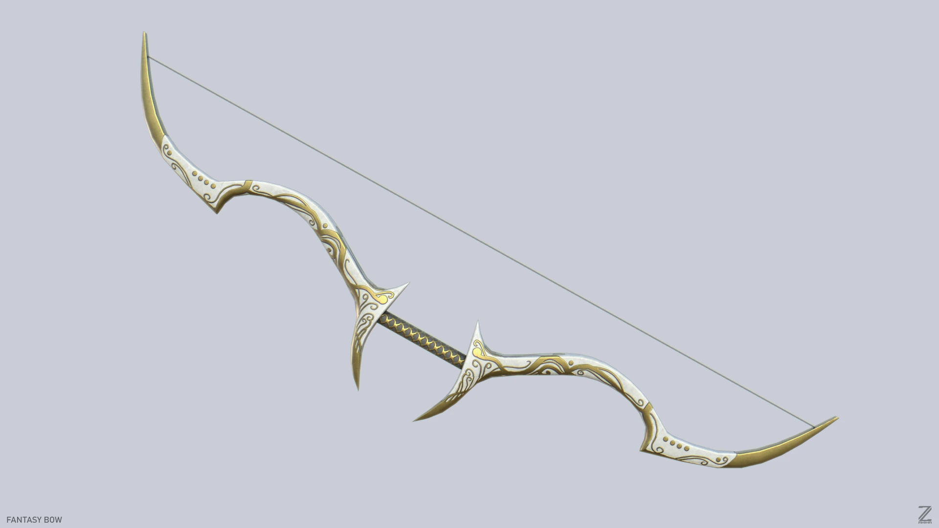 Fantasy bow 3D Model .c4d .max .obj .3ds .fbx .stl .blend 