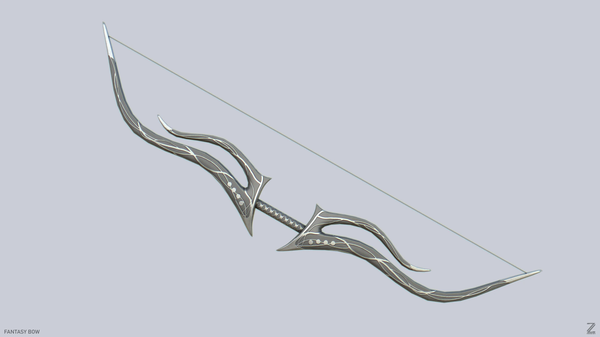 Fantasy bow 3D Model .c4d .max .obj .3ds .fbx .stl .blend 