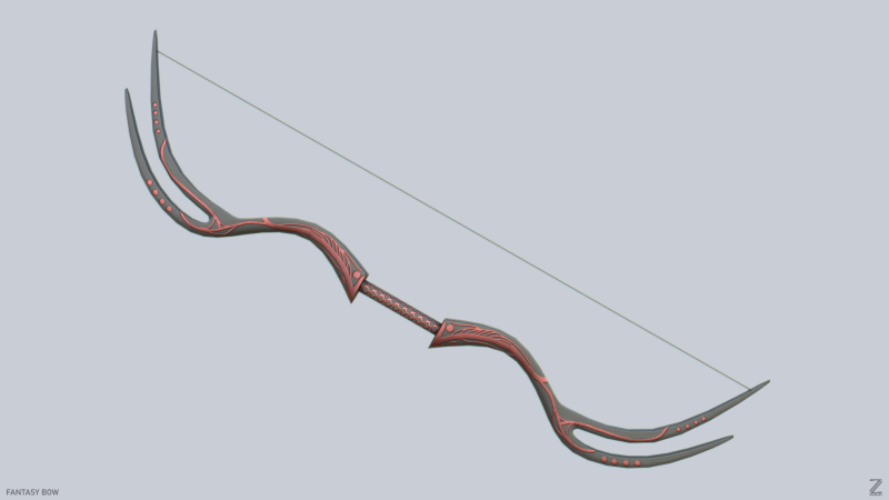 Fantasy bow 3D Модель .c4d .max .obj .3ds .fbx .stl .blend 