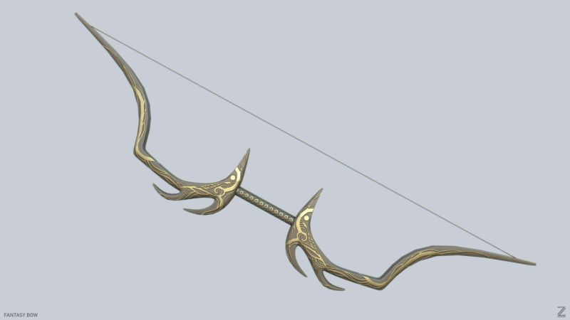 Fantasy bow 3D Model .c4d .max .obj .3ds .fbx .stl .blend 
