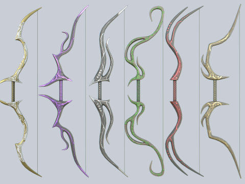 Fantasy bow collection 3D-Modell