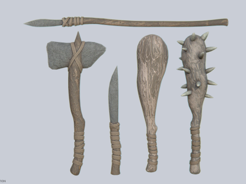 Caveman weapon collection Modelo 3D