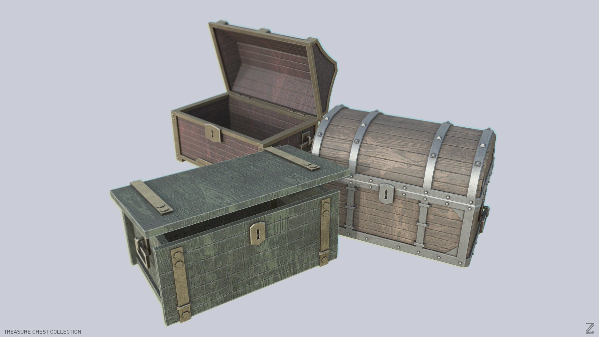 Treasure chest collection 3D Model .c4d .max .obj .3ds .fbx .stl .blend 