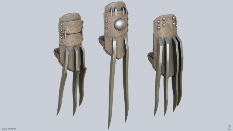 Claw weapon collection 3D 모델 .c4d .max .obj .3ds .fbx .stl .blend 