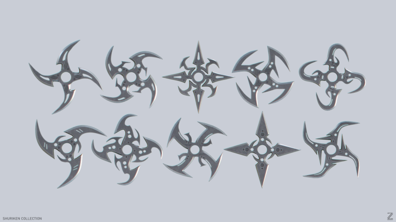 Shuriken collection Model 3D .c4d .max .obj .3ds .fbx .stl .blend 