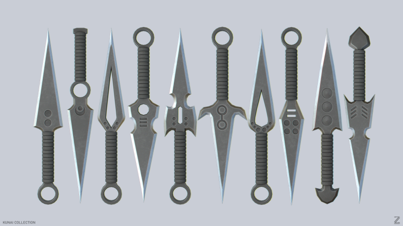Kunai collection 3D Модель .c4d .max .obj .3ds .fbx .stl .blend 