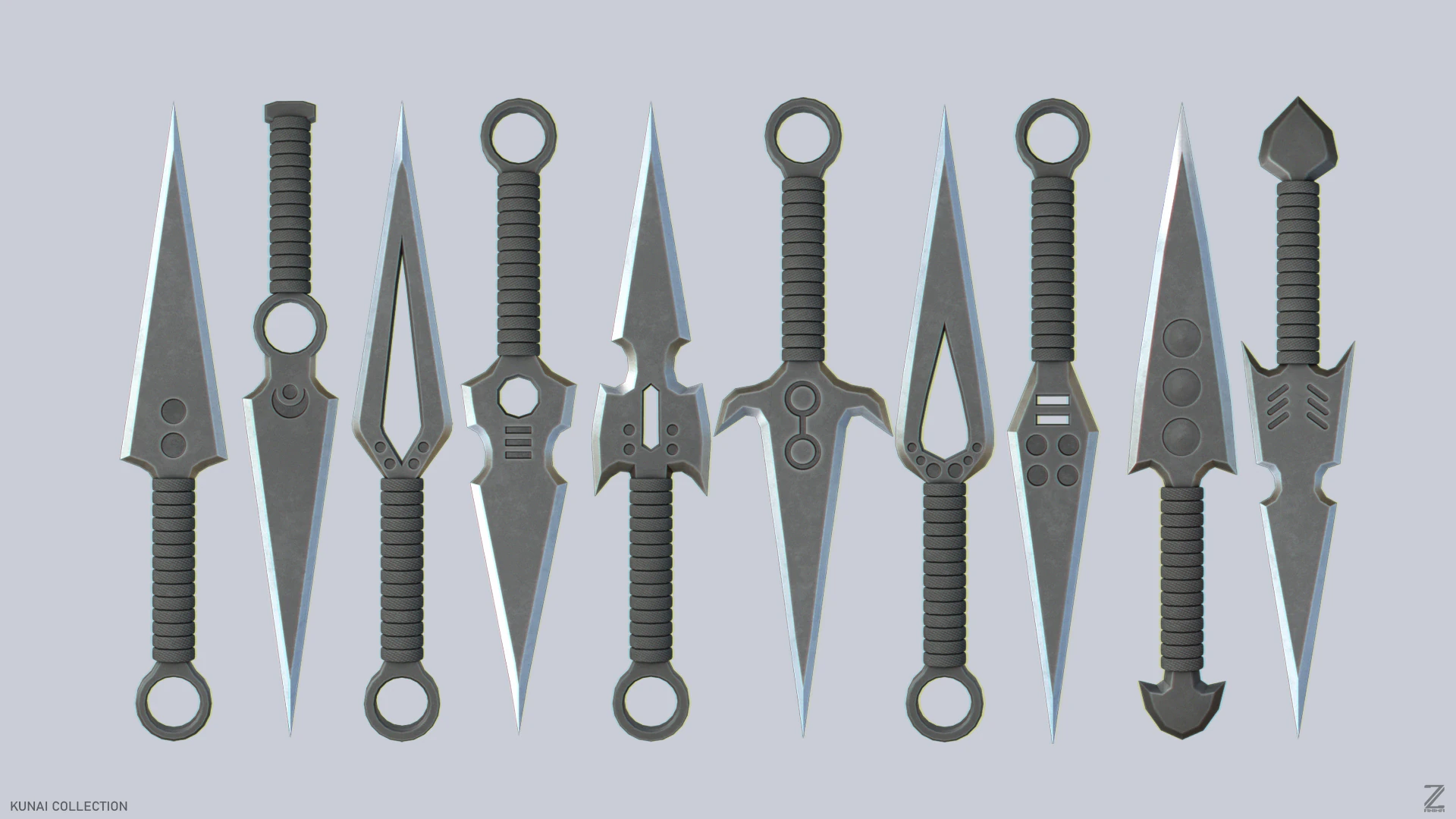 Kunai collection 3D Model .c4d .max .obj .3ds .fbx .stl .blend 