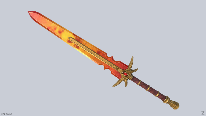 Fire blade 3D Model .c4d .max .obj .3ds .fbx .stl .blend 