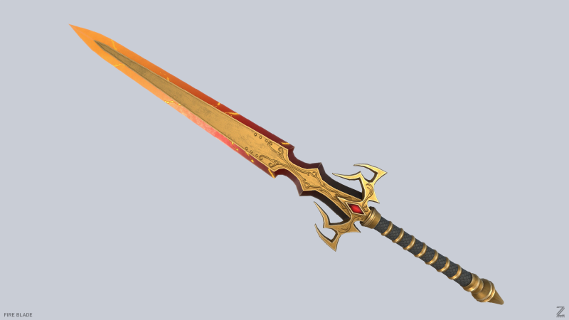 Fire blade 3D Модель .c4d .max .obj .3ds .fbx .stl .blend 