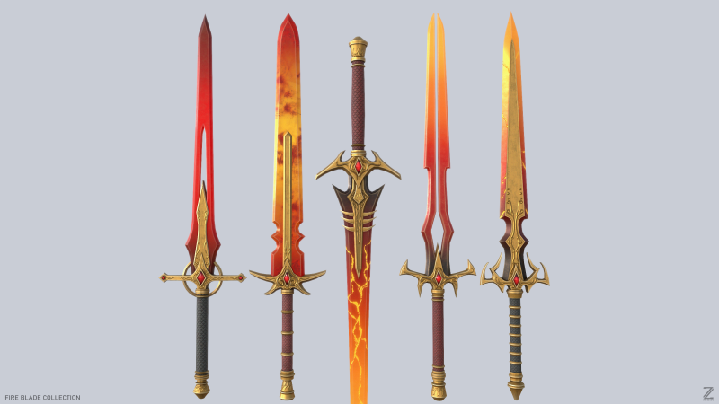 Fire blade collection 3D Model .c4d .max .obj .3ds .fbx .stl .blend 