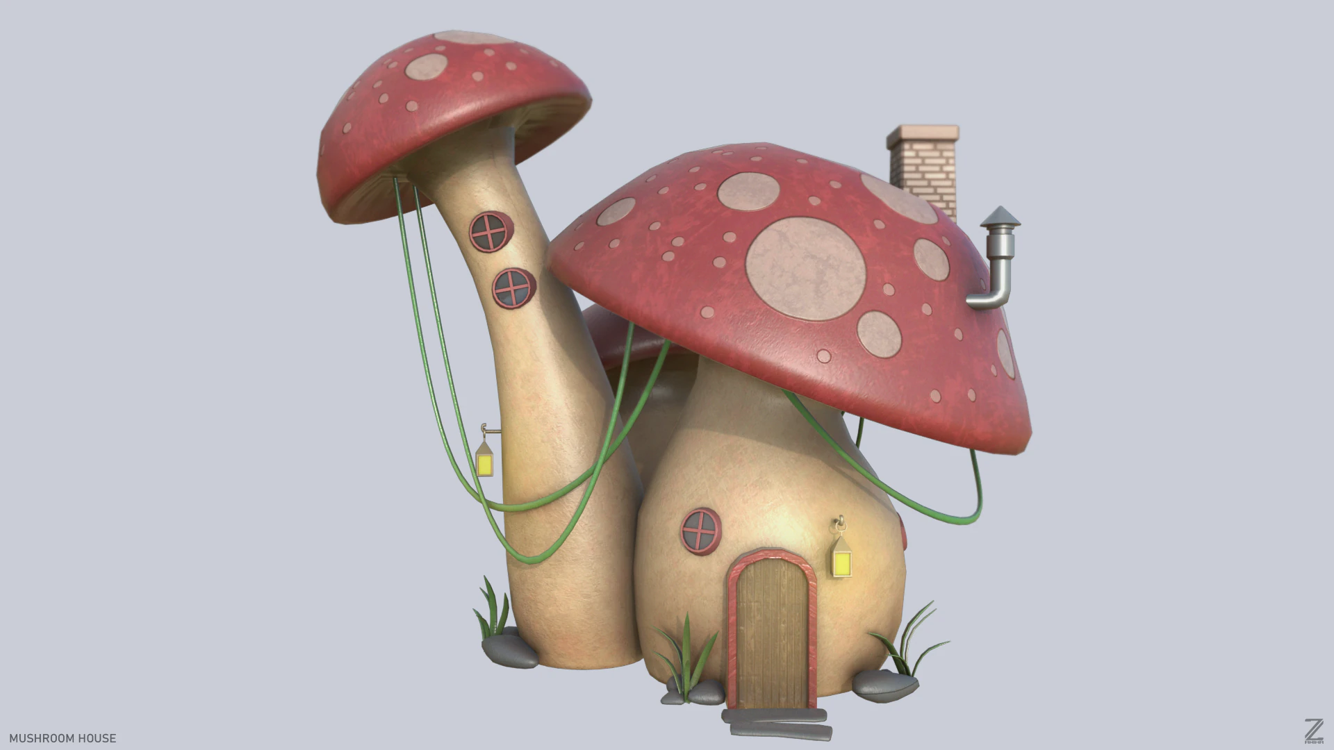 Mushroom house 3D Model .c4d .max .obj .3ds .fbx .stl .blend 
