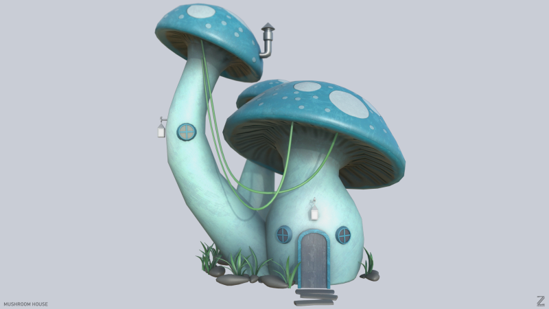 Mushroom house 3D Модель .c4d .max .obj .3ds .fbx .stl .blend 