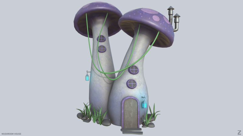 Mushroom house 3D Model .c4d .max .obj .3ds .fbx .stl .blend 