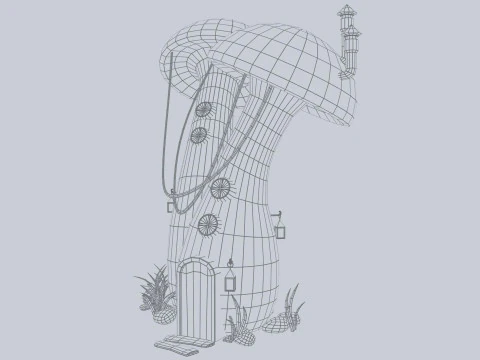 Domek z grzybami Model 3D