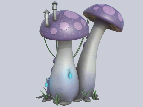 Domek z grzybami Model 3D