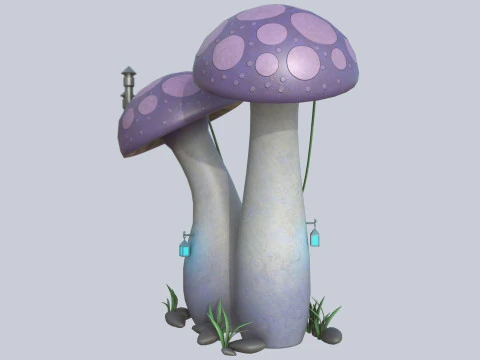 Domek z grzybami Model 3D