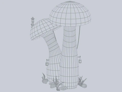 Domek z grzybami Model 3D