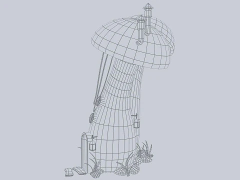 Domek z grzybami Model 3D