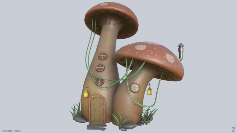 Mushroom house Model 3D .c4d .max .obj .3ds .fbx .stl .blend 