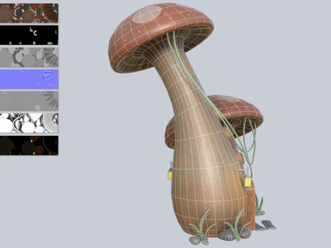 Mushroom house Model 3D