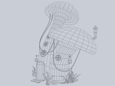 Mushroom house Model 3D