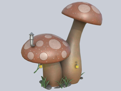 Mushroom house Model 3D