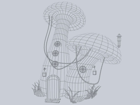 Mushroom house Model 3D