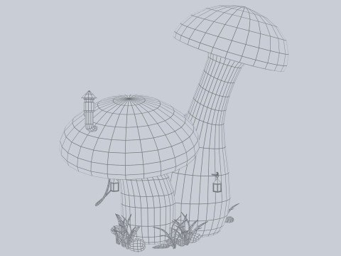 Mushroom house Model 3D