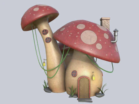 Mushroom house collection 3D Model