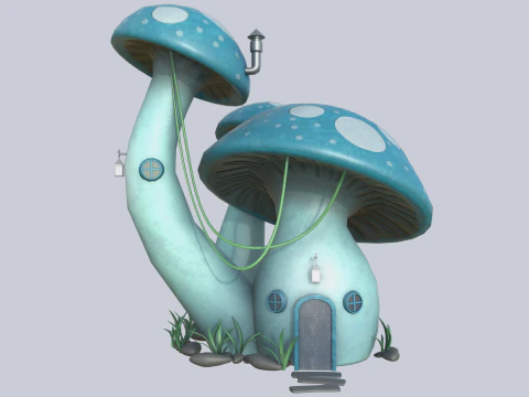 Mushroom house collection 3D Model