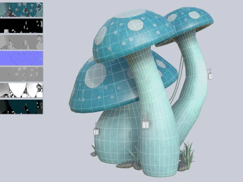 Mushroom house collection 3D Model