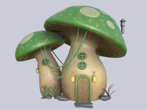 Mushroom house collection 3D Model