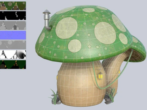 Mushroom house collection 3D Model