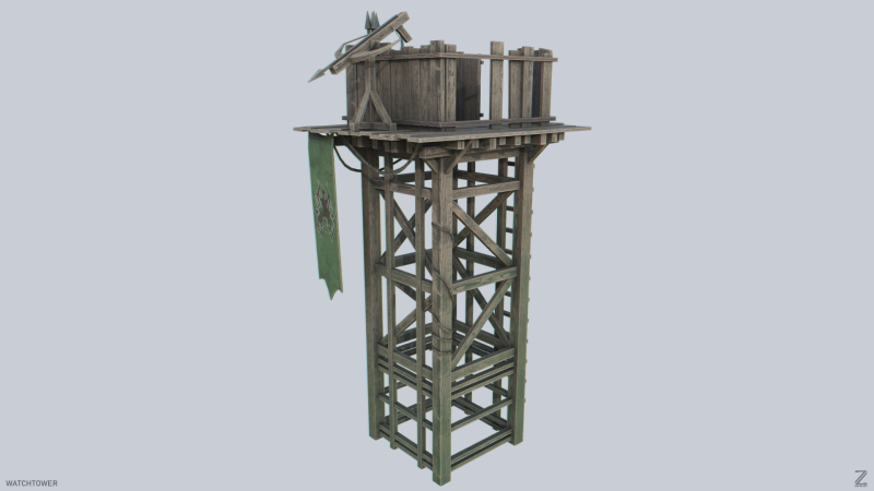 Watchtower 3D Модель .c4d .max .obj .3ds .fbx .stl .blend 