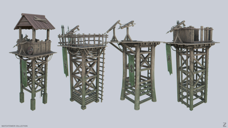 Watchtower collection 3D Модель .c4d .max .obj .3ds .fbx .stl .blend 