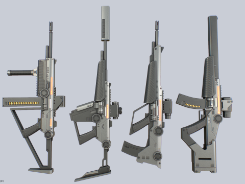 Sci fi elite rifle collection 3D Model