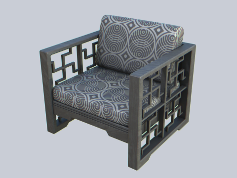 Asia wooden chair 3D Model