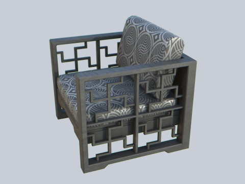 Asia wooden chair 3D Model