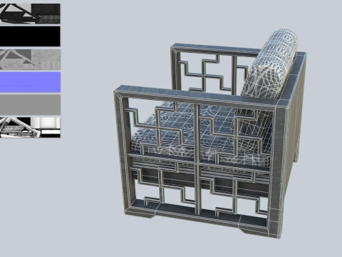 Asia wooden chair 3D Model