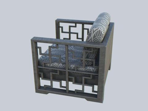 Asia wooden chair 3D Model