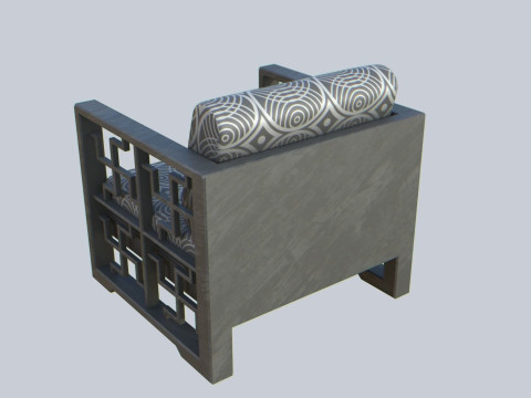 Asia wooden chair 3D Model