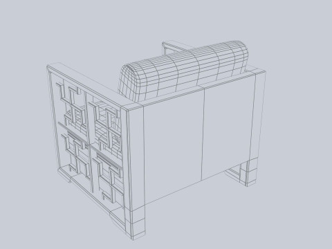 Asia wooden chair 3D Model