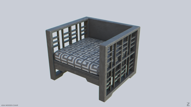 Asia wooden chair 3D Model .c4d .max .obj .3ds .fbx .stl .blend 