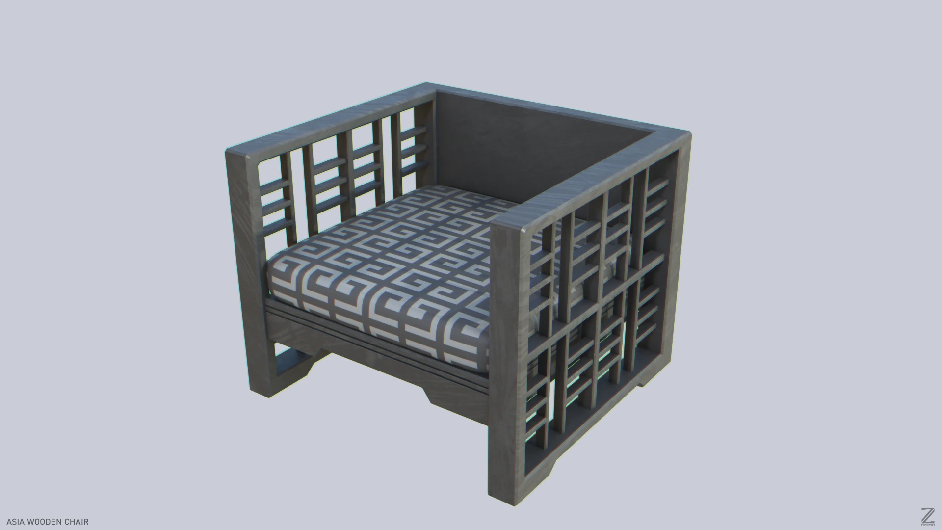 Asia wooden chair 3D Model .c4d .max .obj .3ds .fbx .stl .blend
