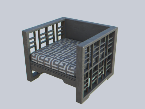 Asia wooden chair 3D Model