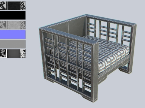 Asia wooden chair 3D Model