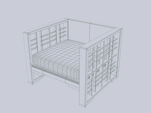 Asia wooden chair 3D Model