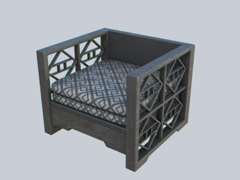 Asia wooden chair 3D Model